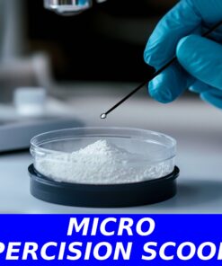 Black 5–10 mg micro measuring scoop, precision plastic spoon for fine powders and supplements