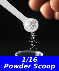 1/16 teaspoon plastic measuring spoon, 0.3 mL (0.33 cc) scoop for 200–300 mg powder